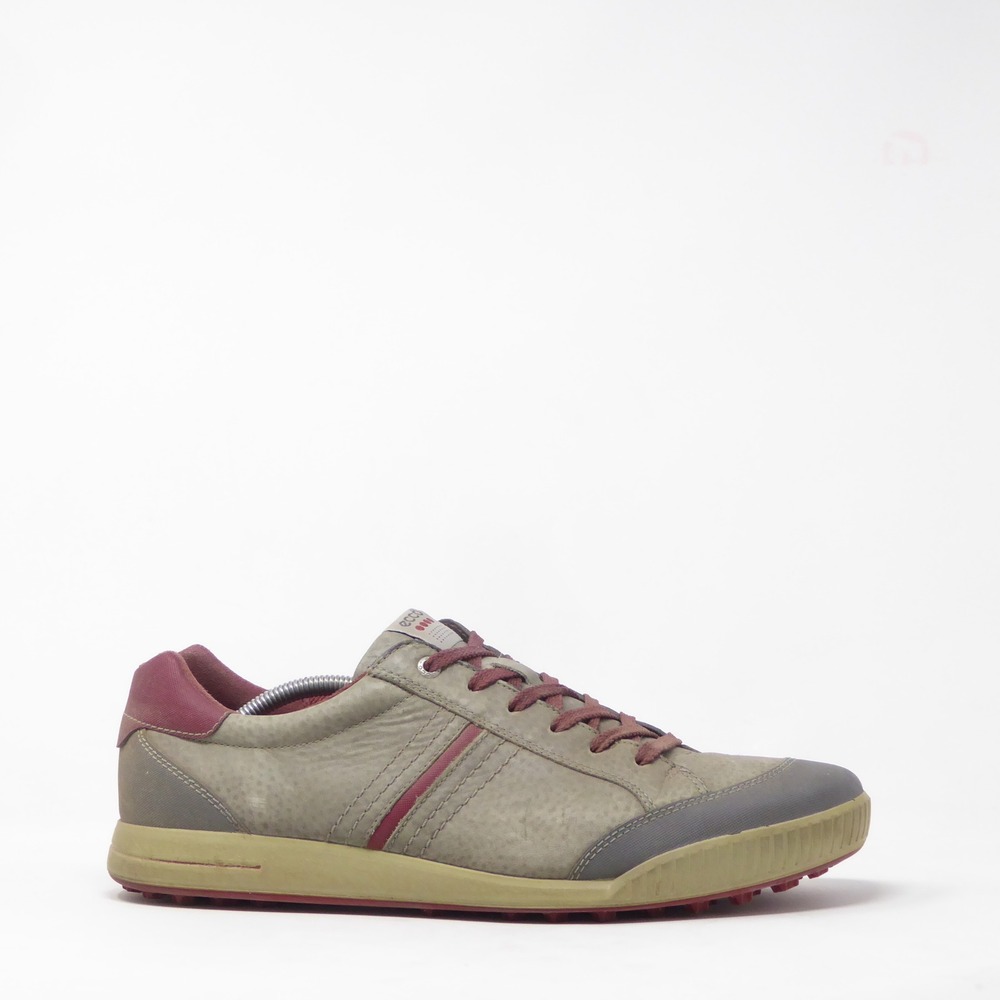 Ecco Mens Street Retro Hydromax Spikeless Golf Shoes Gray Red Size 46 / 12-12.5